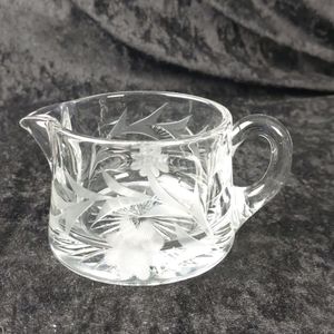 Heisey glass etched glass floral design creamer